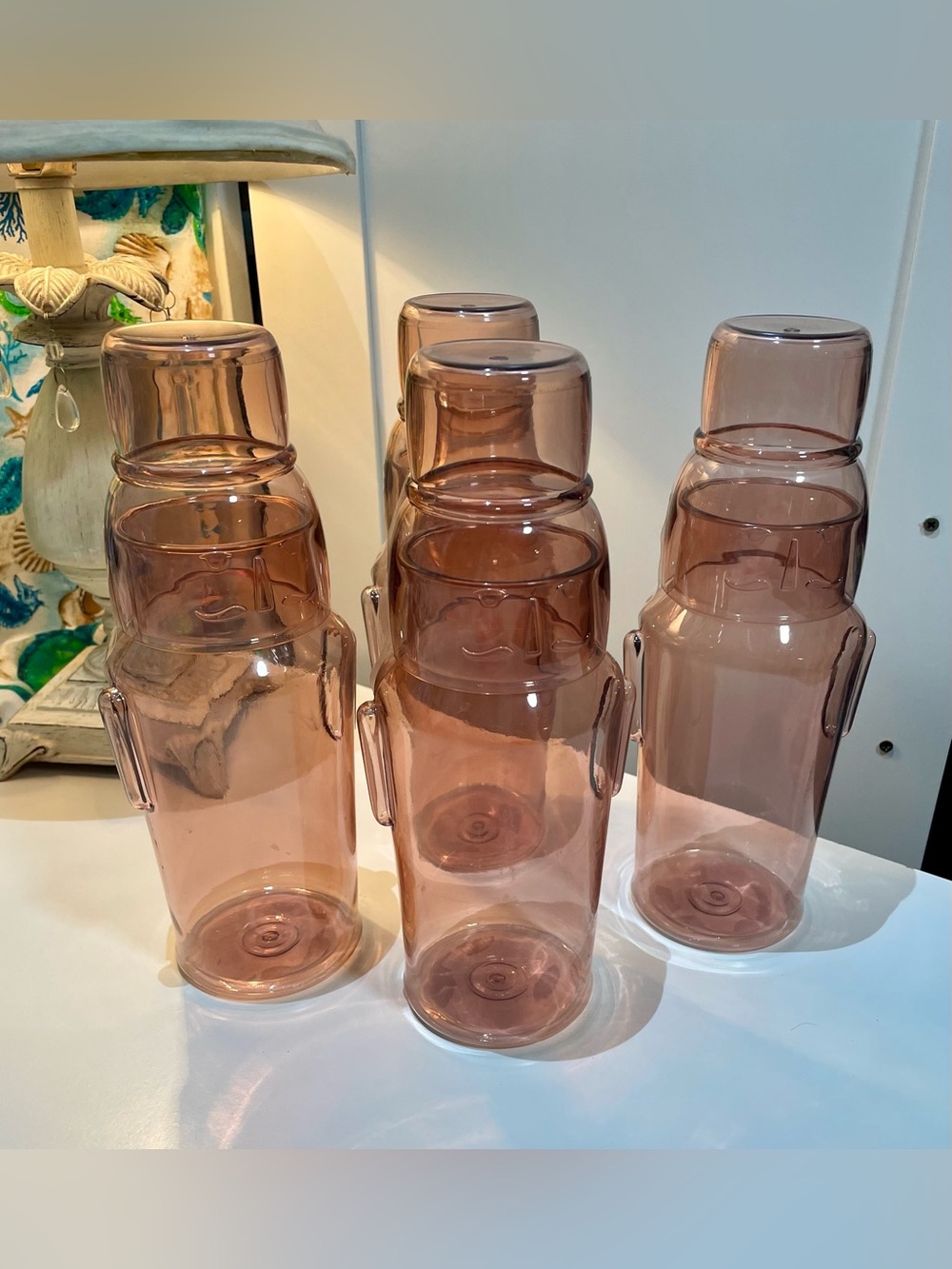 Set of 4 nutcracker novelty carafes with cups